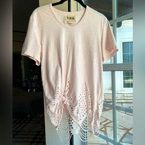 Pepin distressed hem thick cotton tee